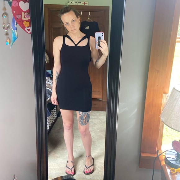 Charlotte Russe Dresses & Skirts - BLACK CUT OUT MINI DRESS~SM~UNIQUE BOLD STYLE